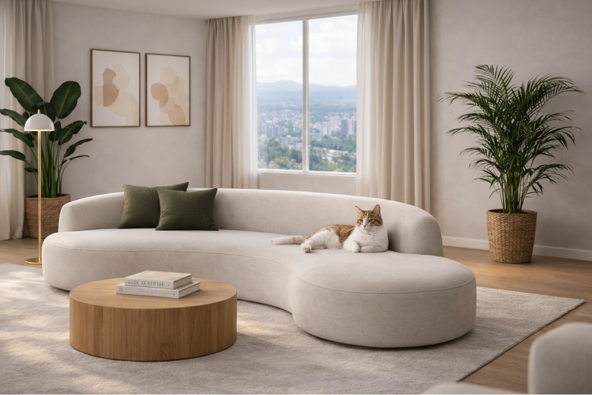 Sofá Ciprés Curvo Moderno | Sofá Elegante y Minimalista para Sala