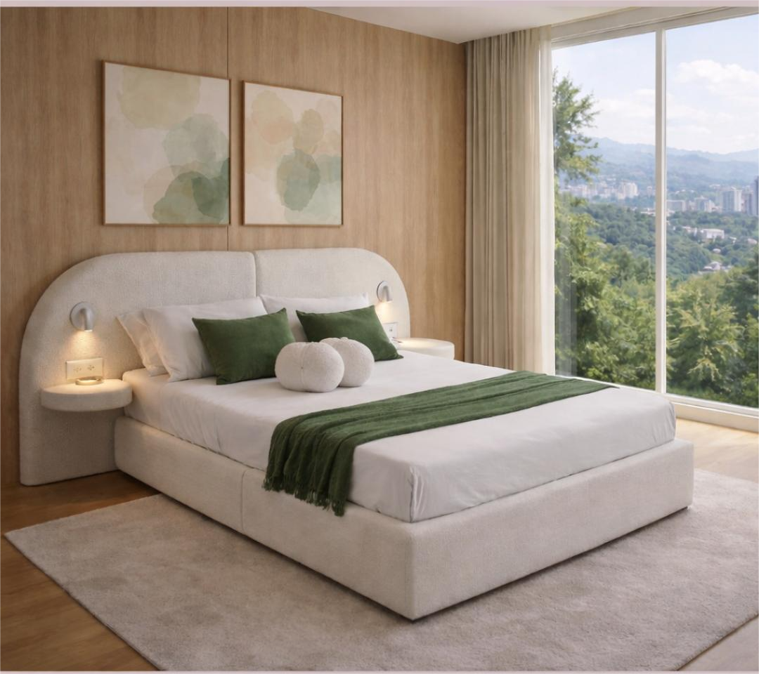 Cama Nogal Moderna | Cama Premium para Espacios Amplios